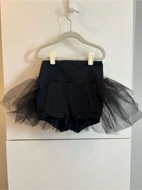 Balera Black Tulle Dance Shorts with Side and Back Tulle Skirt - Size MC (6-8)